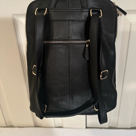 L CREDI Black Pebbled Leather Convertible Backpack Shoulder Bag Handbag - Picture 2 of 6